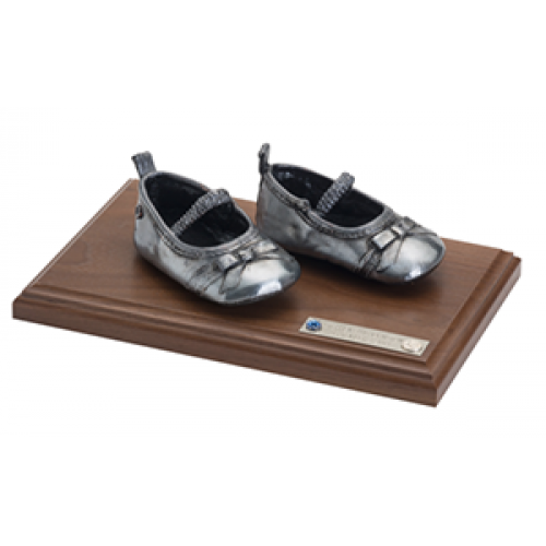 Bronze Baby Shoes Classic Walnut base Product Code 132